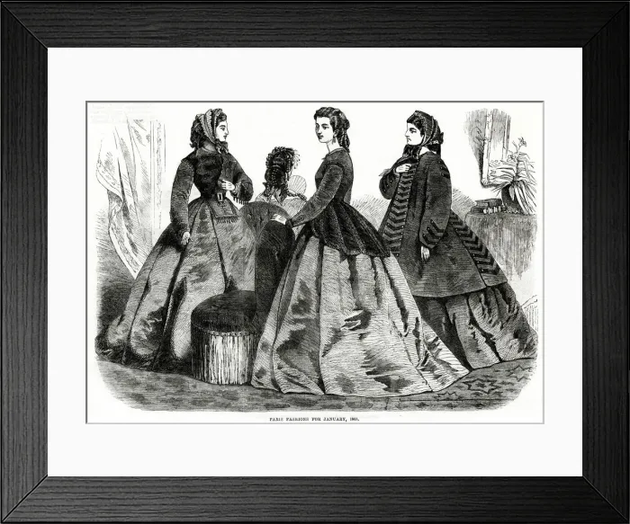Framed Print : Fashions for January 1865 Framed Print : Fashions for January 1865