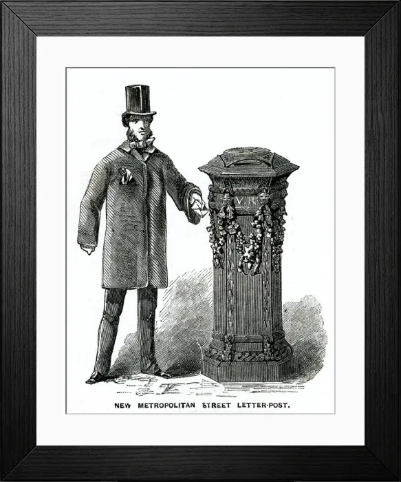 Framed Print : New public pillar post box 1857 Framed Print : New public pillar post box 1857