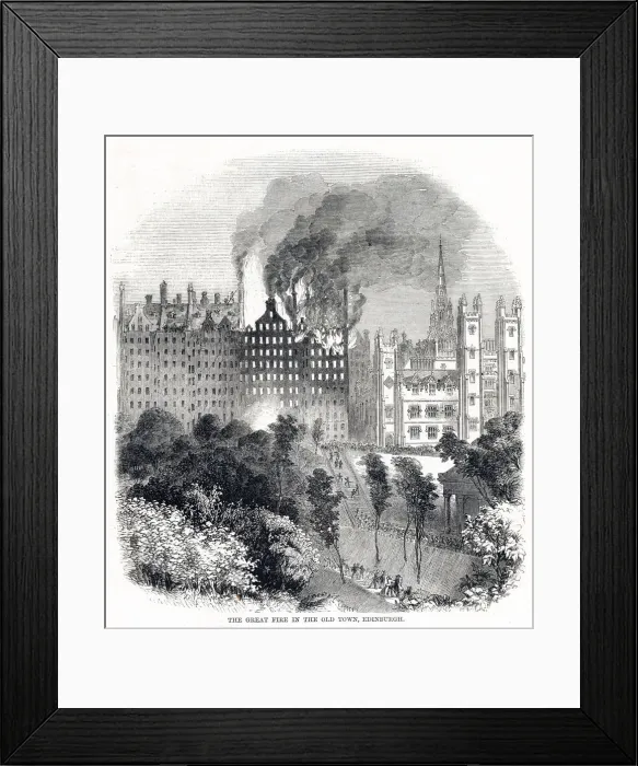 Framed Print : Great fire in the old town, Edinburgh 1824 Framed Print : Great fire in the old town, Edinburgh 1824
