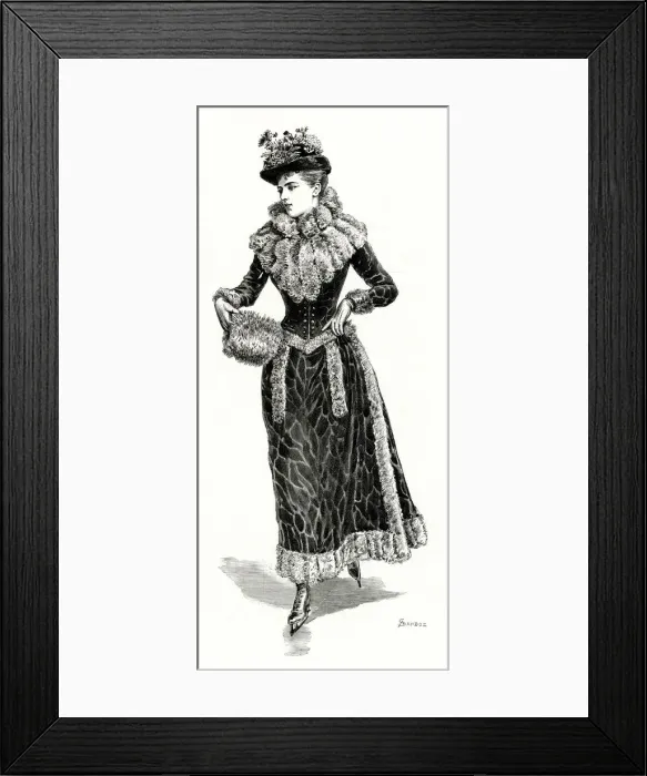 Framed Print : Young lady ice skating 1890 Framed Print : Young lady ice skating 1890