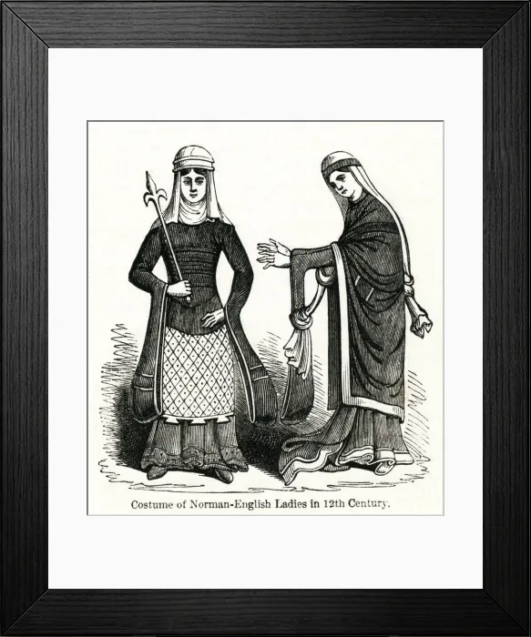 Framed Print : Costume for Norman-English ladies, 12th century Framed Print : Costume for Norman-English ladies, 12th century