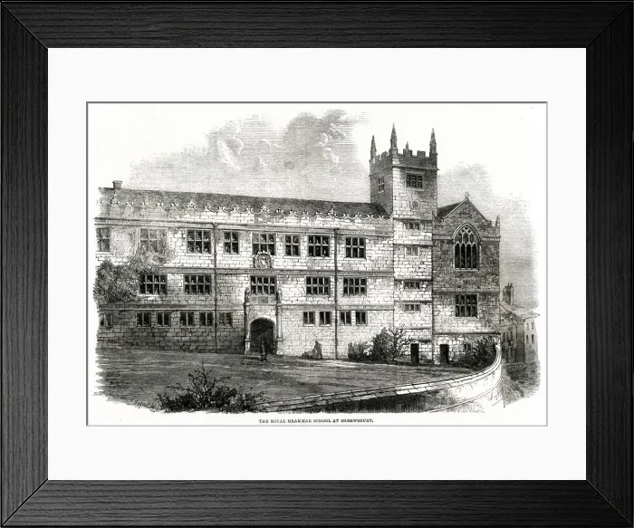 Framed Print : Royal Grammar School at Shrewsbury 1861 Framed Print : Royal Grammar School at Shrewsbury 1861