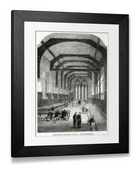 Framed Print : Shrewsbury Grammer School - schoolroom 1861 Framed Print : Shrewsbury Grammer School - schoolroom 1861