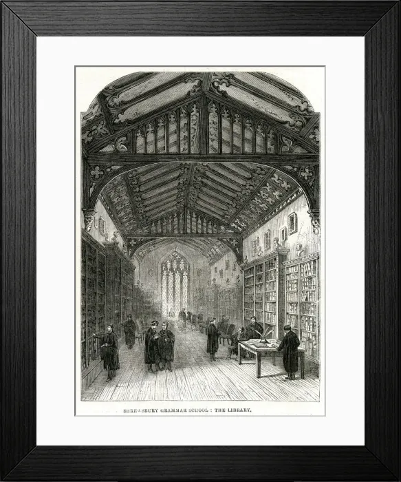 Framed Print : Shrewsbury Grammer School - library 1861 Framed Print : Shrewsbury Grammer School - library 1861