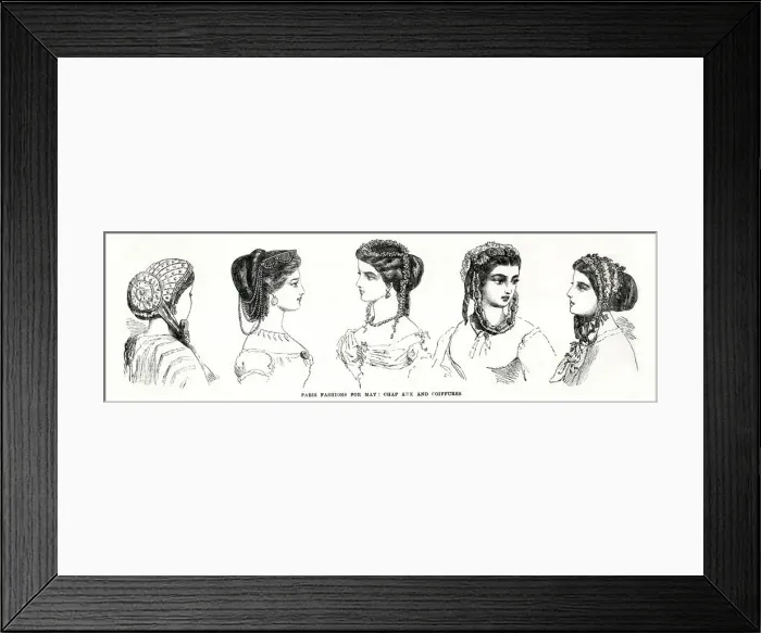Framed Print : Paris coiffures for May 1866 Framed Print : Paris coiffures for May 1866