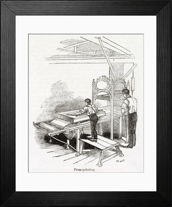 Framed Print : Press Printing, Thomas Hoyles Print Works, Manchester 1843 Framed Print : Press Printing, Thomas Hoyles Print Works, Manchester 1843