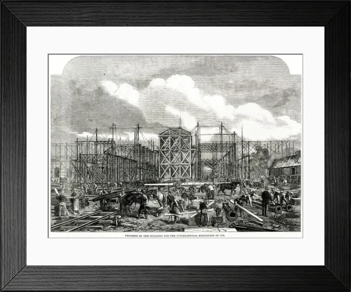 Framed Print : Progress of building for the International Exhibition 1861 Framed Print : Progress of building for the International Exhibition 1861