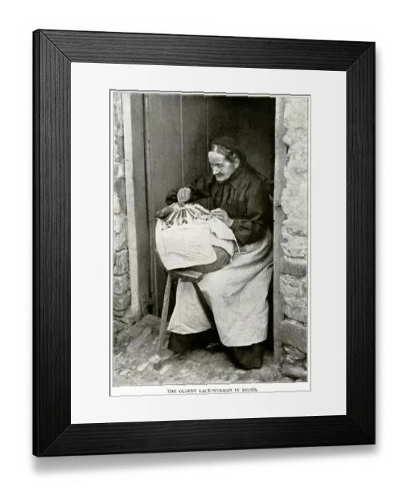 Framed Print : Oldest lace-worker in bucks 1904