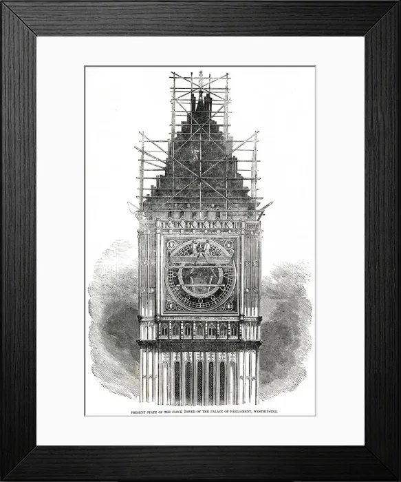 Framed Print : Present state of Clock Tower, Westminster 1856 Framed Print : Present state of Clock Tower, Westminster 1856