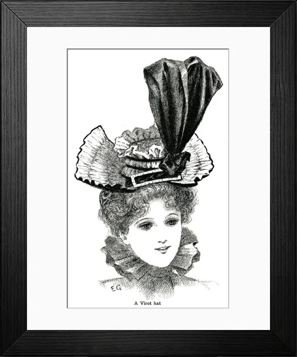 Framed Print : Woman wearing a virot hat 1897 Framed Print : Woman wearing a virot hat 1897