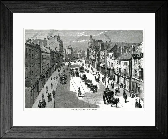 Framed Print : Briggate - Leeds, Yorkshire 1885 Framed Print : Briggate - Leeds, Yorkshire 1885