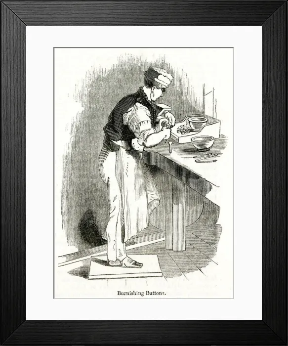 Framed Print : Button Making, Elliotts Factory, Birmingham 1844 Framed Print : Button Making, Elliotts Factory, Birmingham 1844