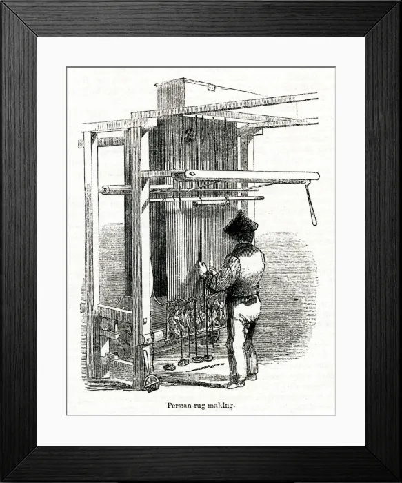 Framed Print : Persian Rug Making, Glasgow 1843 Framed Print : Persian Rug Making, Glasgow 1843