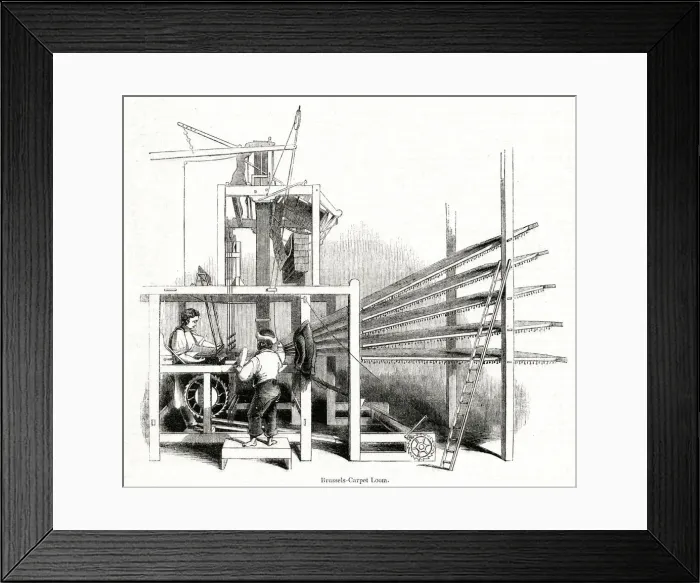 Framed Print : Brussels Carpet Loom, Glasgow 1843 Framed Print : Brussels Carpet Loom, Glasgow 1843