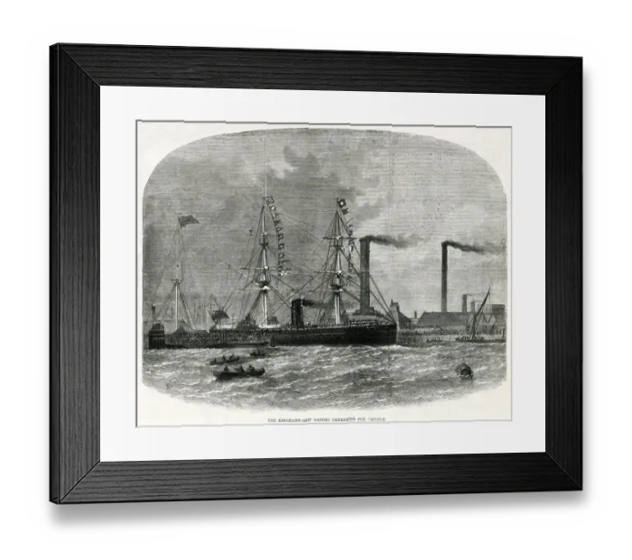 Framed Print : Emigrants ship Ganges, departing for Canada 1870 Framed Print : Emigrants ship Ganges, departing for Canada 1870