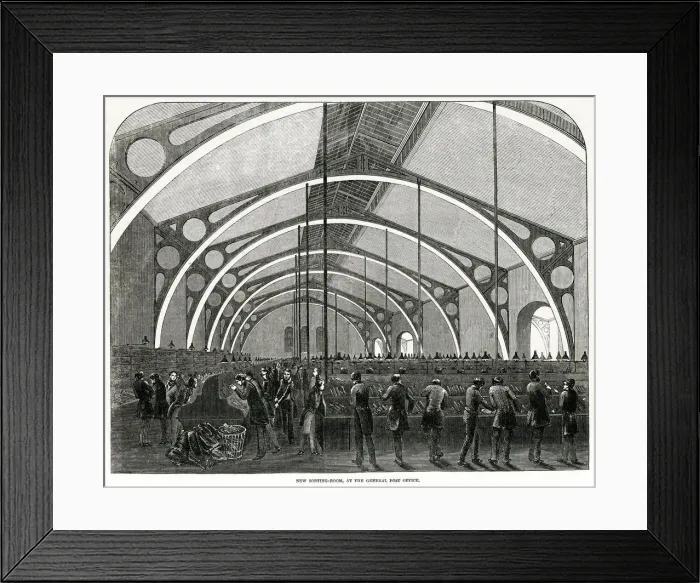 Framed Print : New sorting-room at General Post Office 1846 Framed Print : New sorting-room at General Post Office 1846