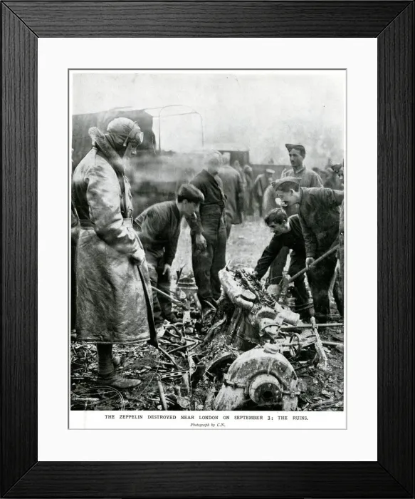 Framed Print : Zeppelin destroyed over Britain 1916