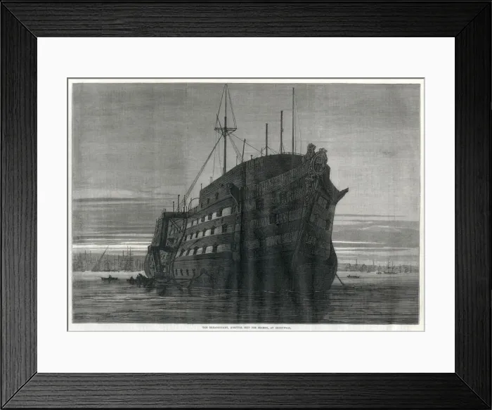Framed Print : Dreadnought Hospital ship at Greenwich 1870 Framed Print : Dreadnought Hospital ship at Greenwich 1870