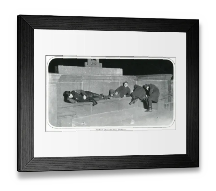 Framed Print : Homeless men sleeping on Southwark Bridge, London 1900 Framed Print : Homeless men sleeping on Southwark Bridge, London 1900