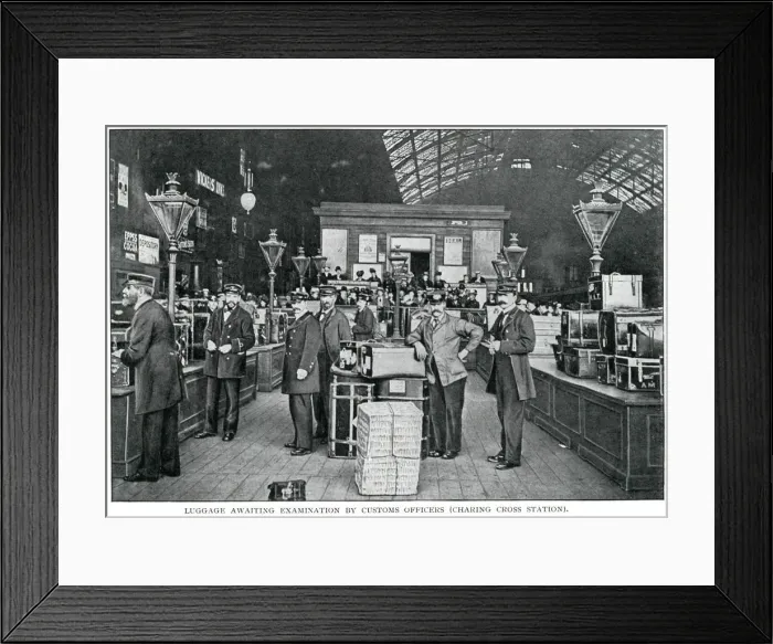Framed Print : Charing Cross, Custom Officers 1900 Framed Print : Charing Cross, Custom Officers 1900