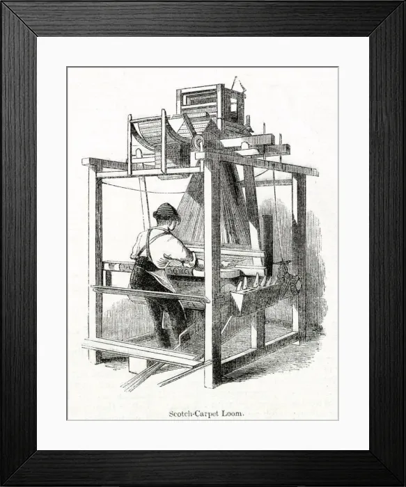 Framed Print : Scotch Carpet Loom, Glasgow 1843 Framed Print : Scotch Carpet Loom, Glasgow 1843