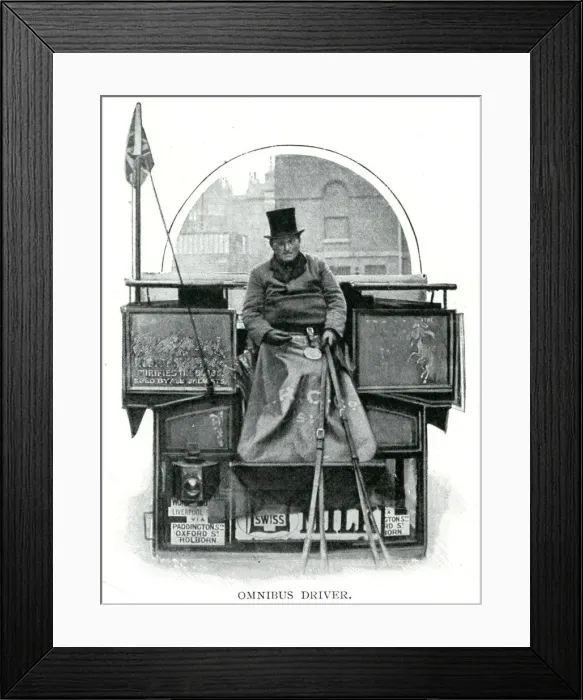 Framed Print : Omnibus driver in the streets of London 1900 Framed Print : Omnibus driver in the streets of London 1900