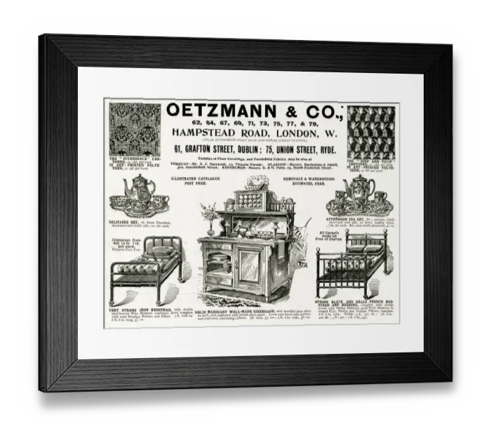 Framed Print : Advert for Oetzmann & Co. Victorian furniture 1896 Advert for Oetzmann & Co