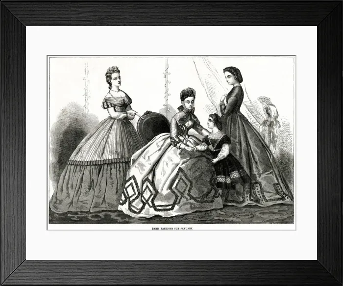 Framed Print : Fashions for January 1864 Framed Print : Fashions for January 1864