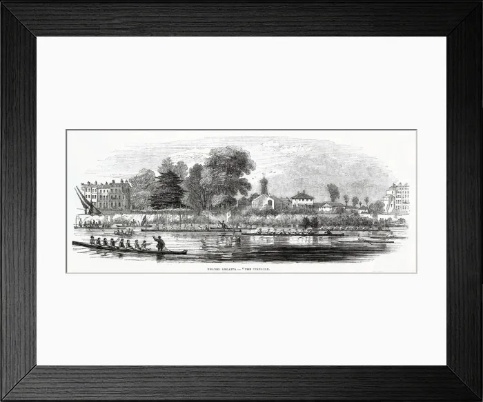 Framed Print : Thames Regatta, The Struggle 1846 Framed Print : Thames Regatta, The Struggle 1846