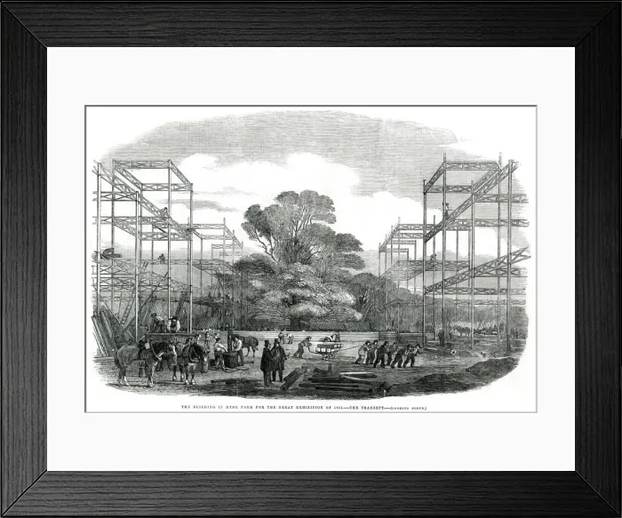 Framed Print : Progress of building for the International Exhibition 1850