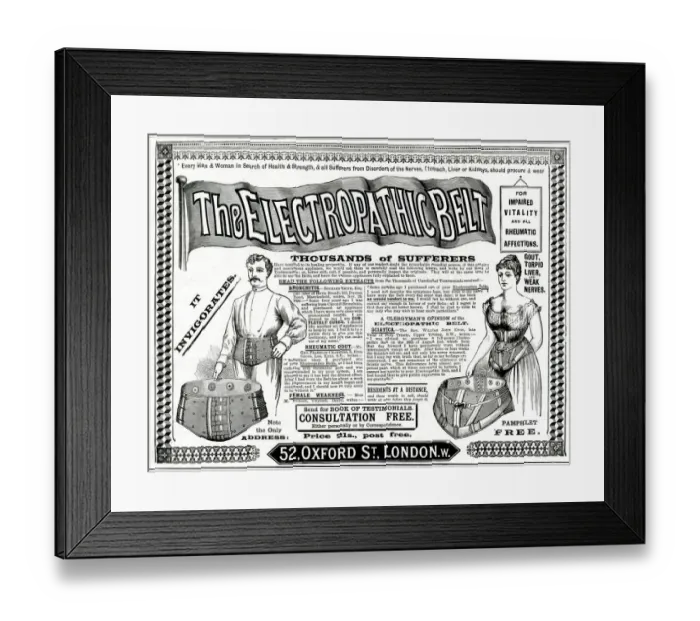 Framed Print : Advert for Harness Electropathic Corset Belts 1895 Framed Print : Advert for Harness Electropathic Corset Belts 1895