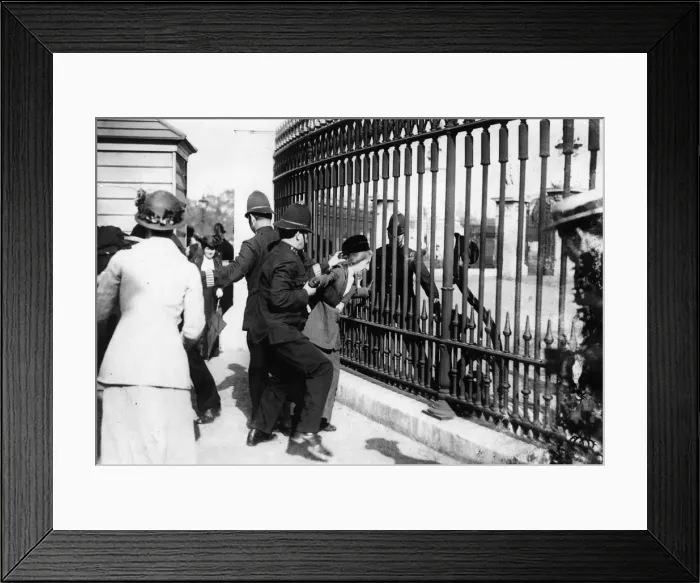 Framed Print : SUFFRAGETTE AT BUCKINGHAM PALACE Framed Print : SUFFRAGETTE AT BUCKINGHAM PALACE