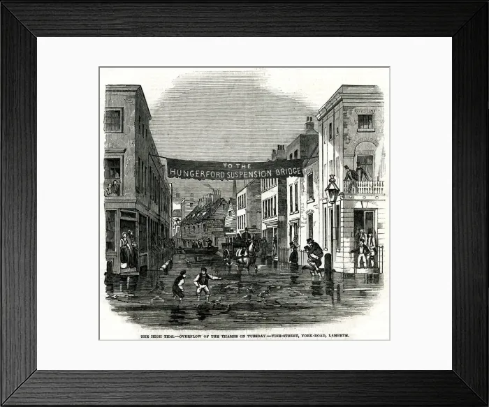Framed Print : High tide of the Thames in Lambeth 1850 Framed Print : High tide of the Thames in Lambeth 1850