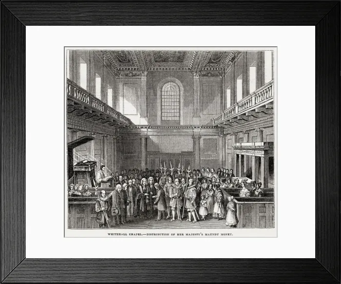 Framed Print : Maundy Thursday Service, Whitehall Chapel, London 1843 Framed Print : Maundy Thursday Service, Whitehall Chapel, London 1843