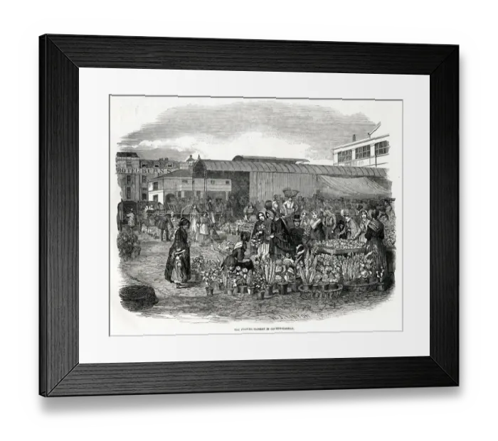 Framed Print : Flower Market in Covent Garden, London 1848