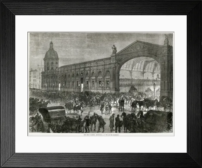 Framed Print : Early Morning at the Smithfield Meat Market, London 1870 Framed Print : Early Morning at the Smithfield Meat Market, London 1870