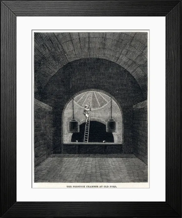Framed Print : Penstock Chamber at Old Ford, London 1861 Framed Print : Penstock Chamber at Old Ford, London 1861