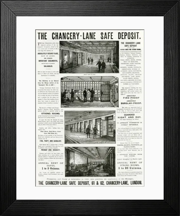 Framed Print : Advert for Chancery Lane Safe Deposit 1887 Framed Print : Advert for Chancery Lane Safe Deposit 1887