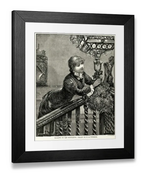 Framed Print : Hanging up the mistletoe 1886 Framed Print : Hanging up the mistletoe 1886