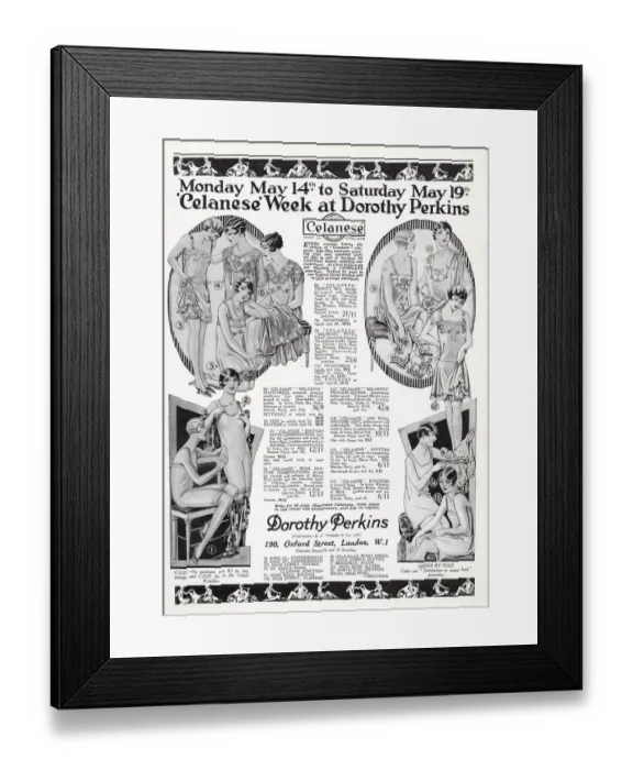Framed Print : Advert for Dorothy Perkins - womens undergarments 1928 Framed Print : Advert for Dorothy Perkins - womens undergarments 1928