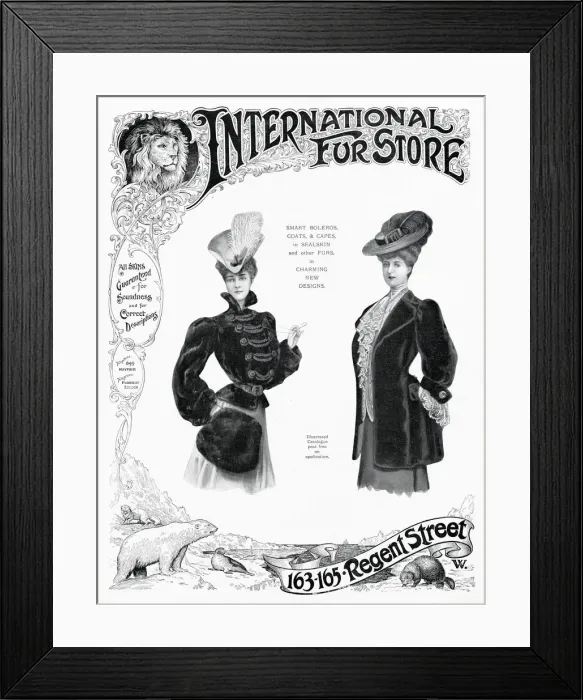 Framed Print : Advert for International Fur Store 1905 Framed Print : Advert for International Fur Store 1905