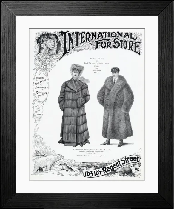 Framed Print : Advert for International Fur Store 1905 Framed Print : Advert for International Fur Store 1905