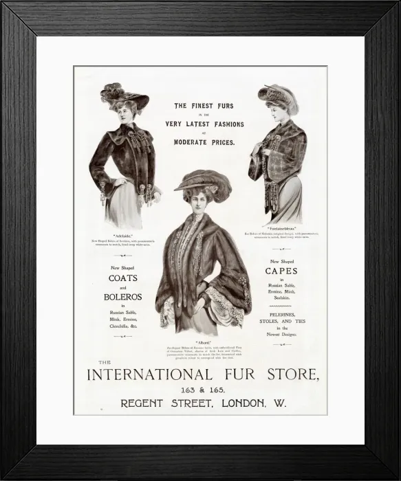 Framed Print : Advert for International Fur Store 1903 Framed Print : Advert for International Fur Store 1903