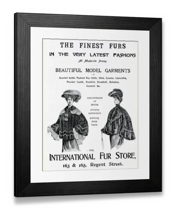 Framed Print : Advert for International Fur Store 1903