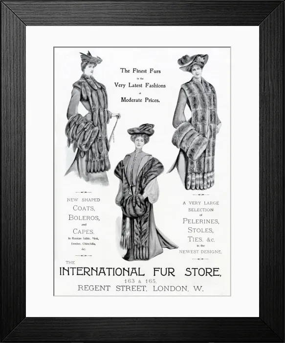 Framed Print : Advert for International Fur Store 1903 Framed Print : Advert for International Fur Store 1903