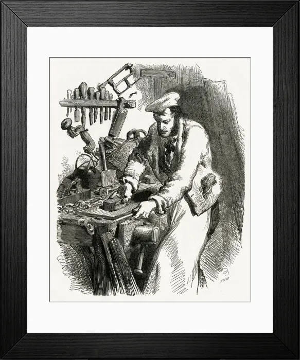 Framed Print : Village carpenter 1855