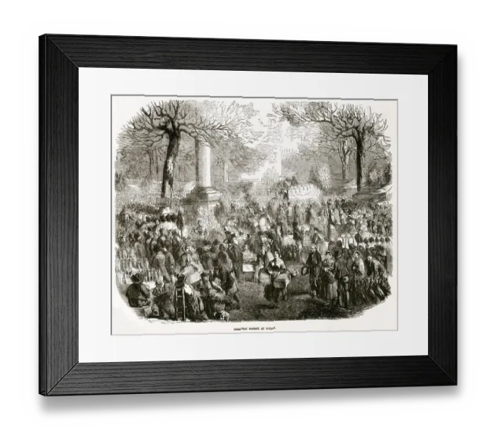 Framed Print : Christmas market at Toulon, France 1854
