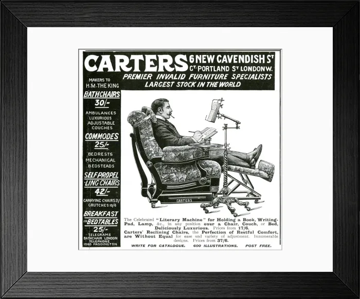 Framed Print : Advert for Carters reading stands 1906 Framed Print : Advert for Carters reading stands 1906