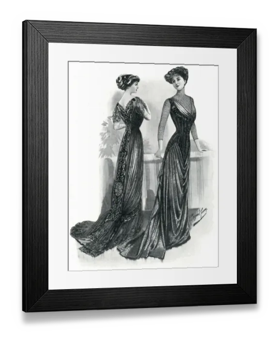 Framed Print : Fashionable evening gowns 1909 Framed Print : Fashionable evening gowns 1909