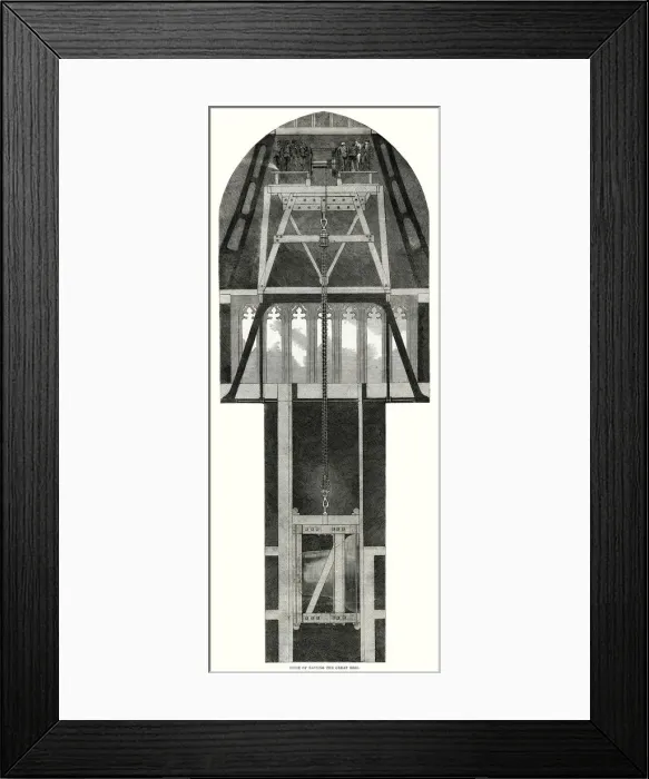 Framed Print : Raising the Great Bell for Westminster Clock-Tower 1858 Framed Print : Raising the Great Bell for Westminster Clock-Tower 1858